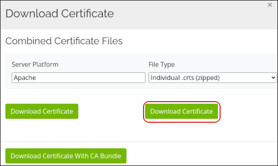 Customer Portal - SSL Certificate - Download Certificate - File Type