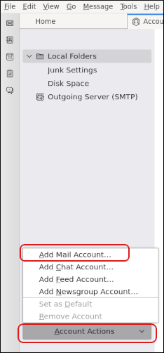 Thunderbird - Account Actions - Add Mail Account