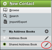 Horde webmail - Edit Shared Address Book