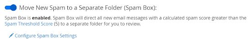 Spam Box enabled within cPanel